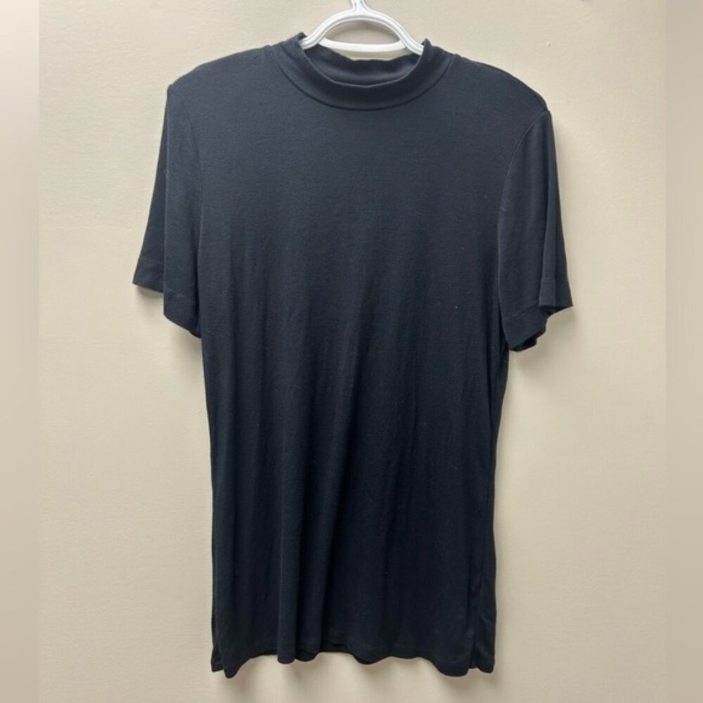 Babaton Black Mockneck Ribbed Tee Shirt